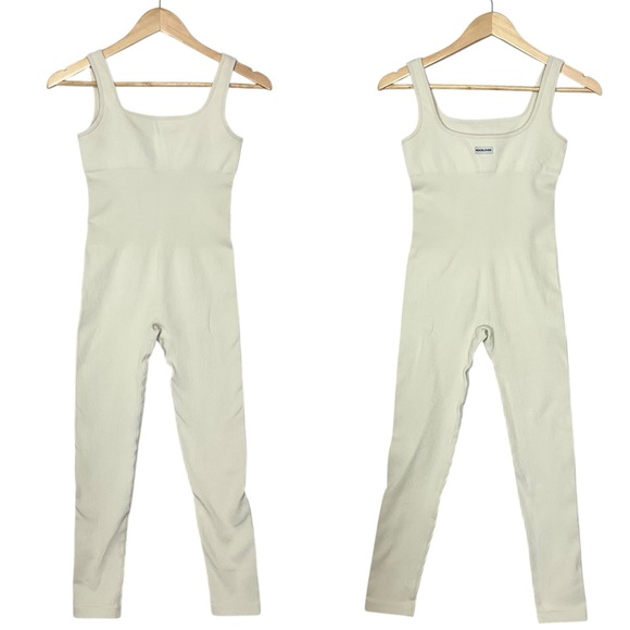 MOOSLOVER sz XS/Small? Full Body Suit Sleeveless Ribbed Square Neckline Cream - Picture 2 of 11